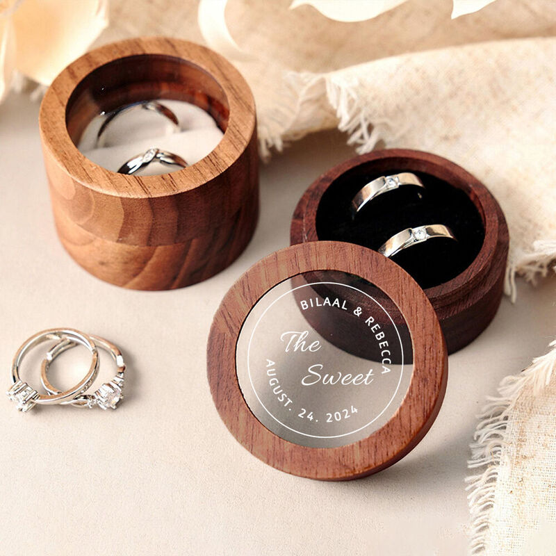 Personalized Walnut Ring Box Eco-Friendly Ring Box Engagement Ring Box Gifts for Valentine's Day