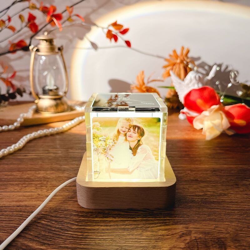 Personalized Name Acrylic Magic Cube Light with Custom Photo Funny Gift for Mother's Day