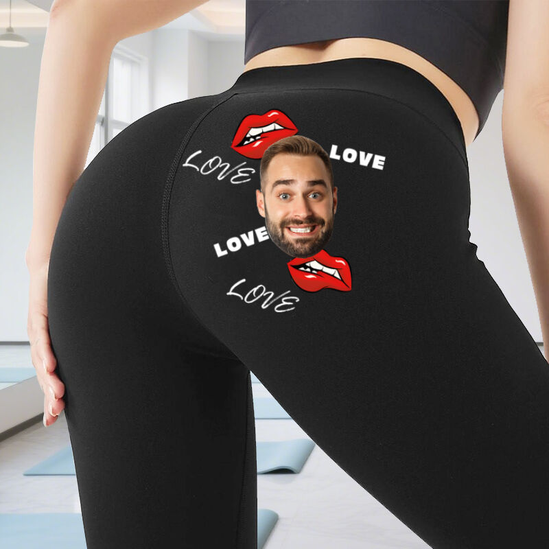 Gepersonaliseerde Legging Sexy Lip Love Op Maat Foto Ontwerp Perfect Valentijnsdag Cadeau voor Haar