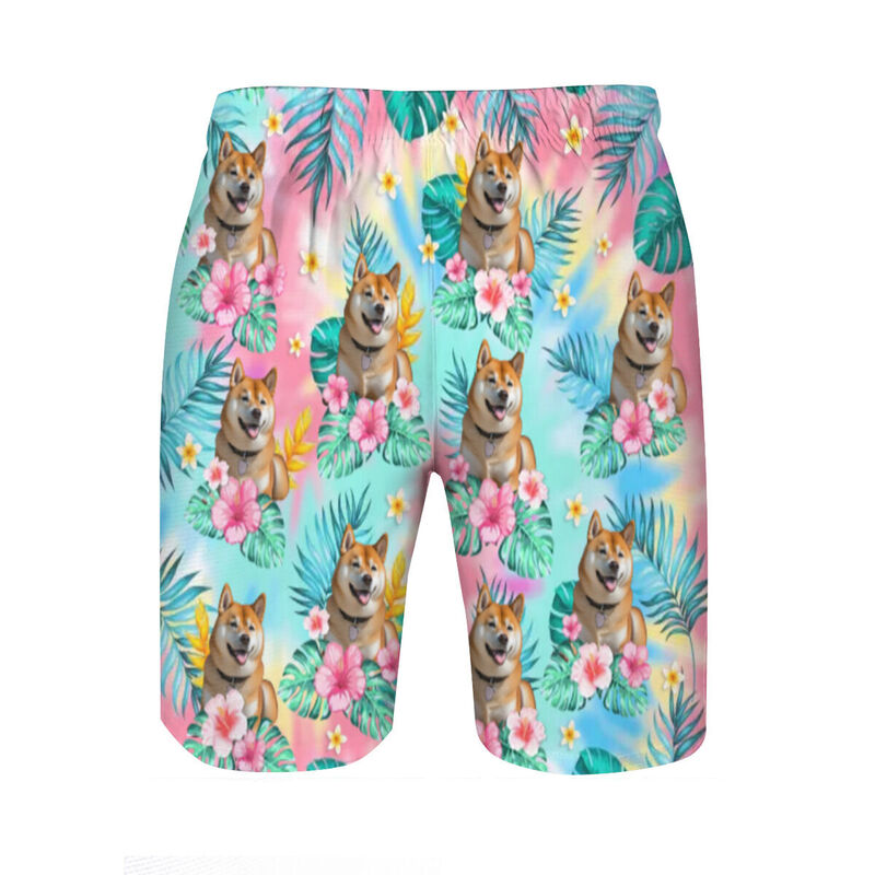 Personalized Picture Men's Beach Shorts with Colorful Background Gorgeous Gift for Boyfriend