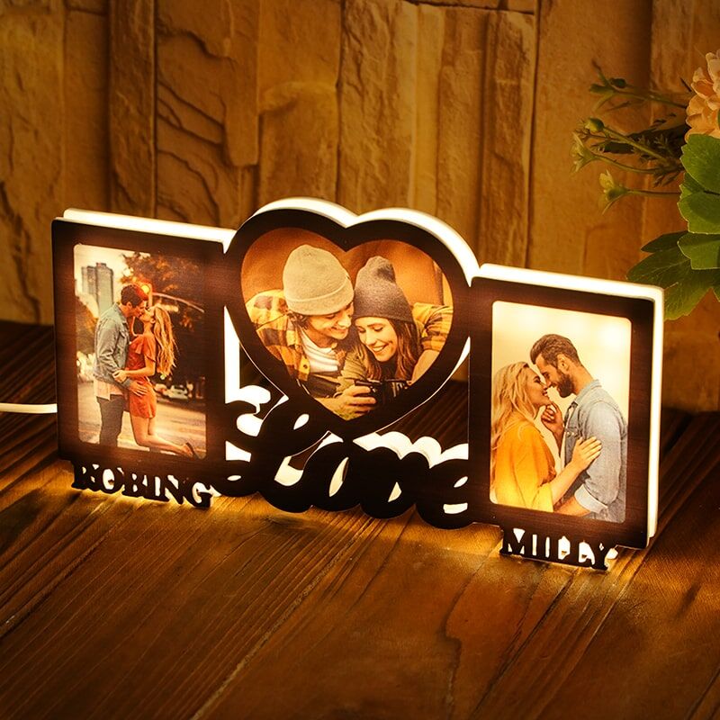 Personalized Picture Night Light with Custom Name Sweet Gift for Couples