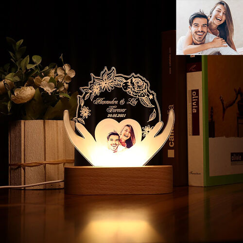 Personalized LED Trophy Acrylic Light for Couple