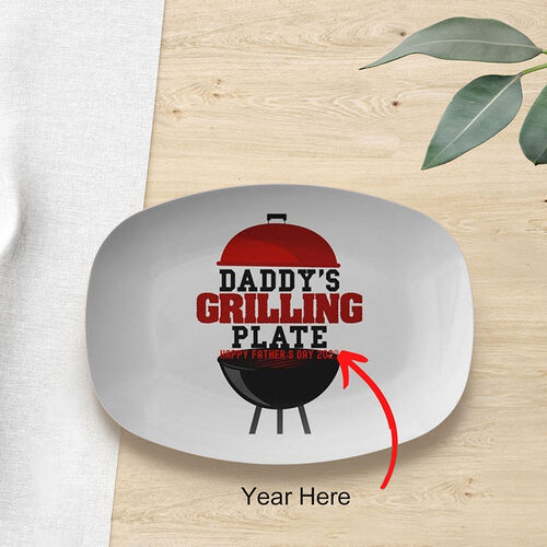 Custom Date Plate Unique Father's Day Gift "Daddy's Grilling Plates"