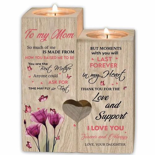 Holzkerzenständer Geschenk zum Muttertag "Liebe und Unterstützung"