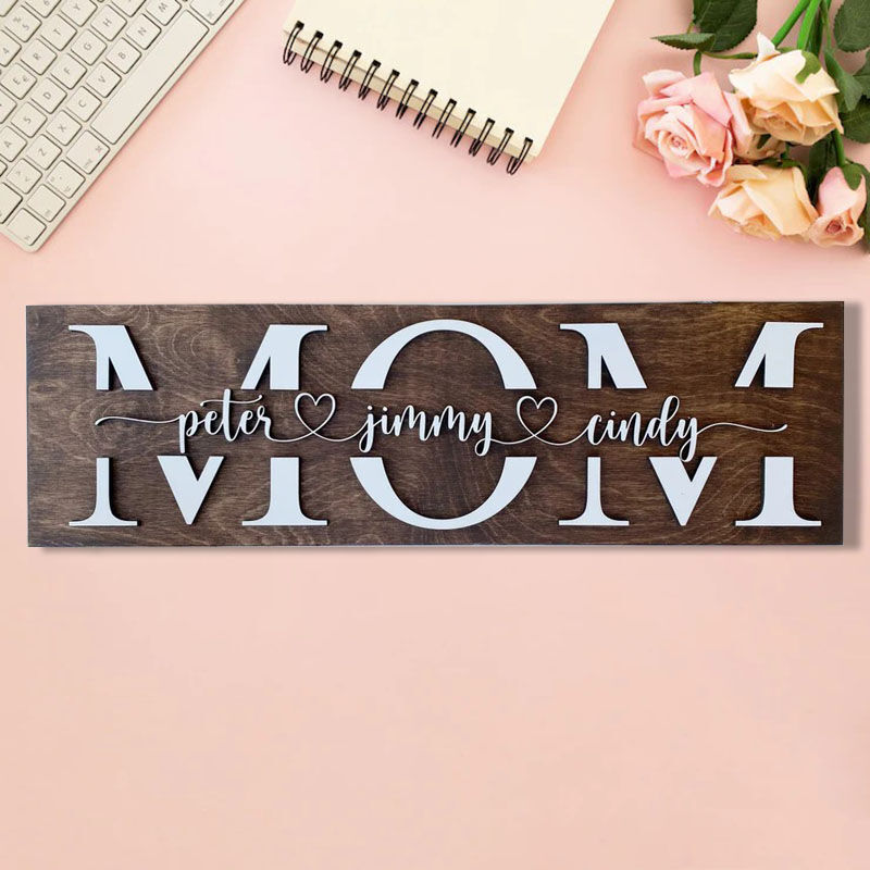 Custom 3D Name Wooden Plaque for Mom