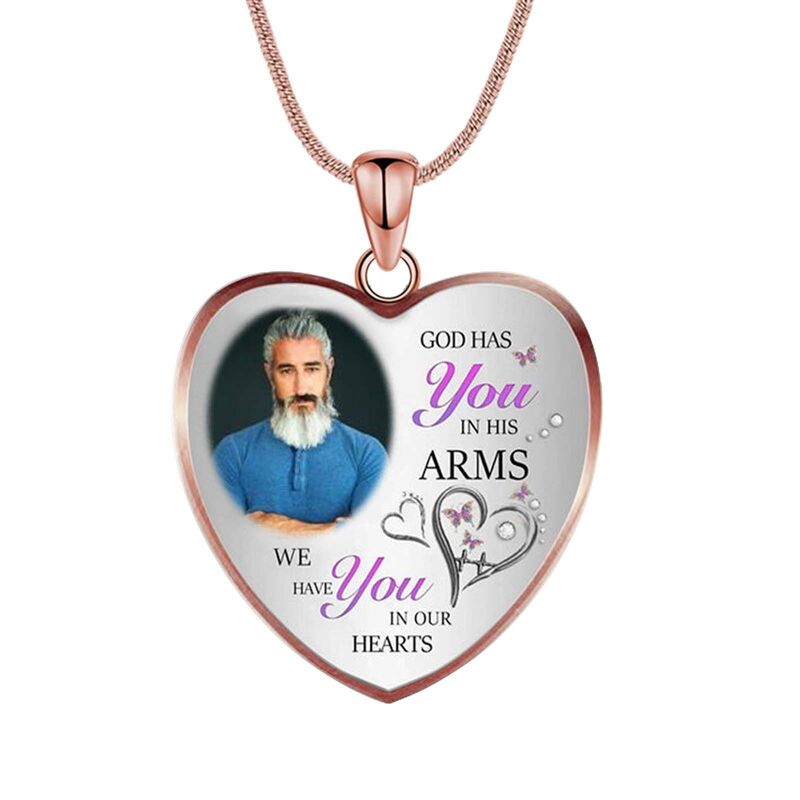 "God Has You in His Arms" Custom Photo Necklace