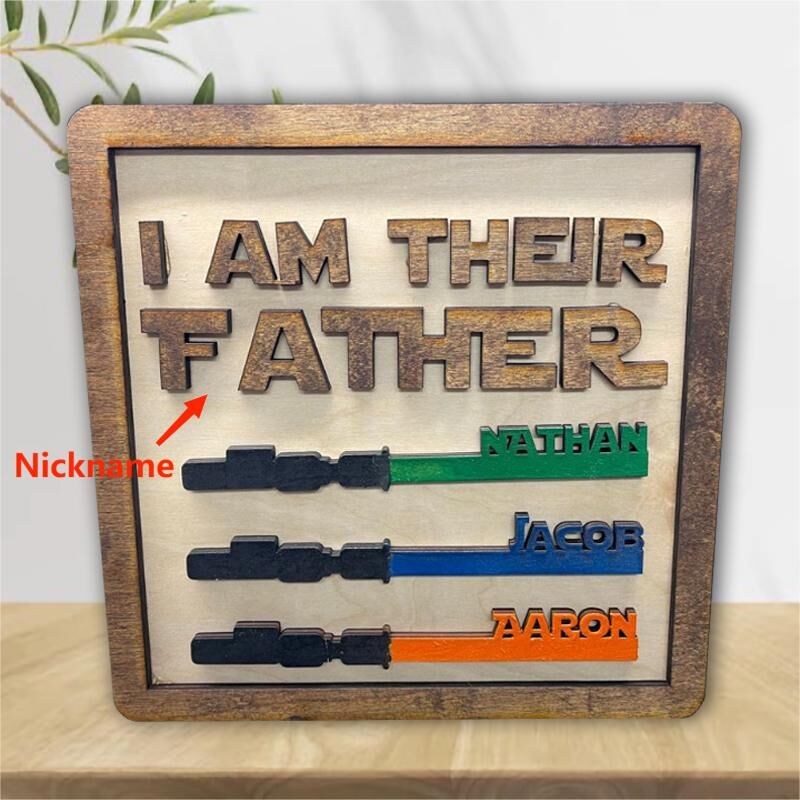Personalized Name Puzzle Frame with Lightsaber Sign for Father's Day