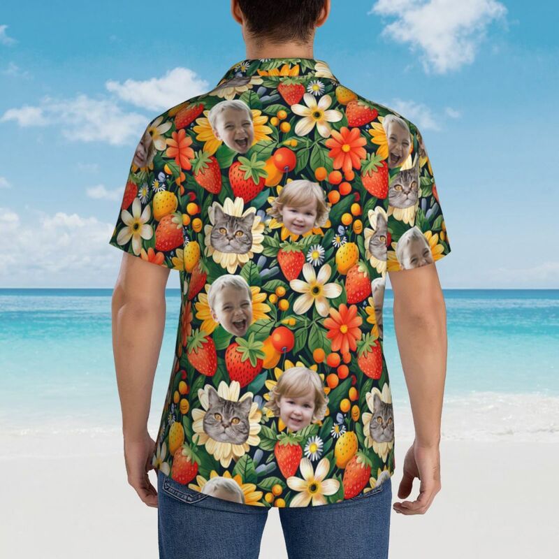 Camisa Cara Personalizada Fotos Personalizadas Unisex Camisa Hawaiana Regalo para los amantes de las mascotas