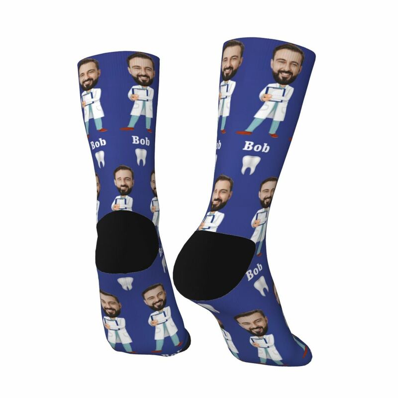 Personalized Face Socks Funny Photos Mid-Calf Socks Gifts for Dentists