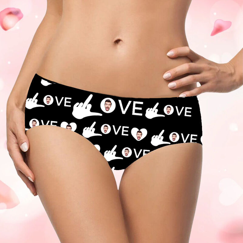 Personalized Picture Women's Underwear "Love" Words Design Sweet Valentine's Day Gift