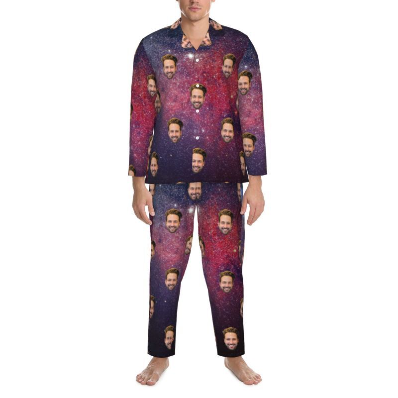 Personalized Pajamas Custom Photo Magnificent Universe Galaxy Pattern Design Gift for Family