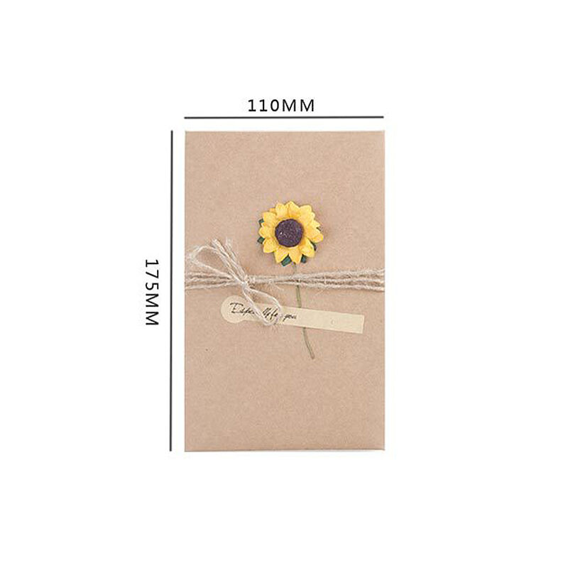 3D Paper Dried Flower Design Kraft Paper Card Elegant Gift for Loved One