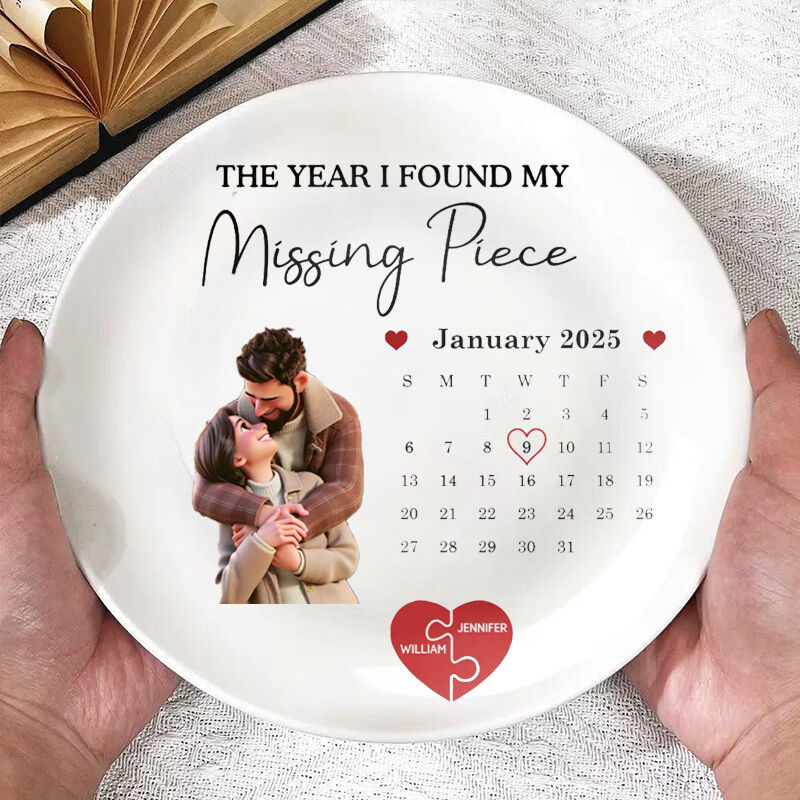 Personalized Picture Plate Cartoon Style Cute Gift for Couples