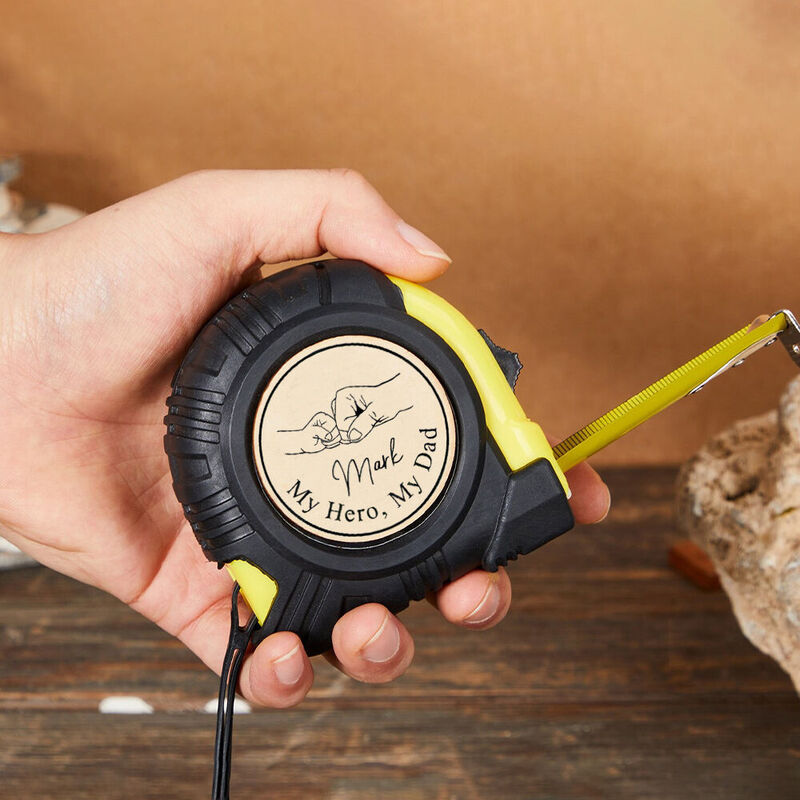 Personalized Tape Measure with Fist Bump Pattern Add Child's Name Birthday Gift for Dad