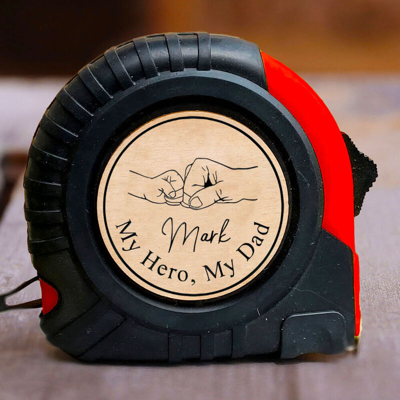 Personalized Tape Measure with Fist Bump Pattern Add Child's Name Birthday Gift for Dad