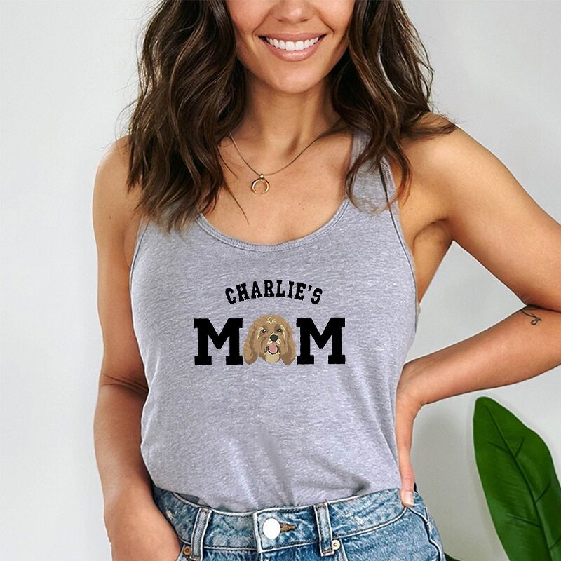 Personalized Tank Top Custom Pet Head Photo Design Adorable Gift for Pet Lover Mom