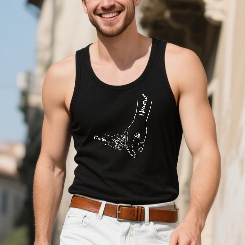 Personalized Tank Top Custom Kids Names Hold Your Hand Design Unique Gift for Parents