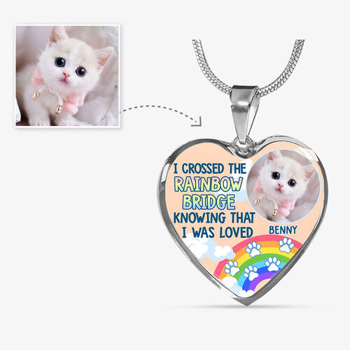 "I Crossed The Rainbow Bridge" Unique Personalized Pet Memorial Necklace