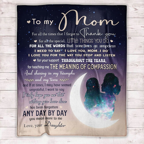 Personalisierte Flanelldecke Mond Stern Muster Decke Geschenk von Tochter für Mama