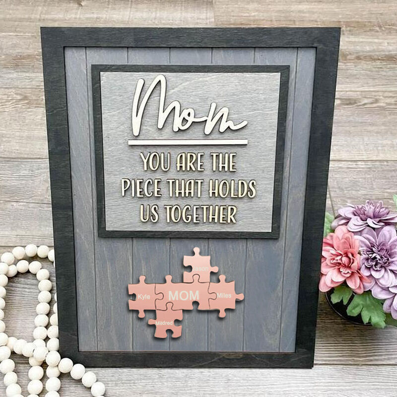 Personalized Rose Gold Name Puzzle Gray Frame for Mother's Day Gift