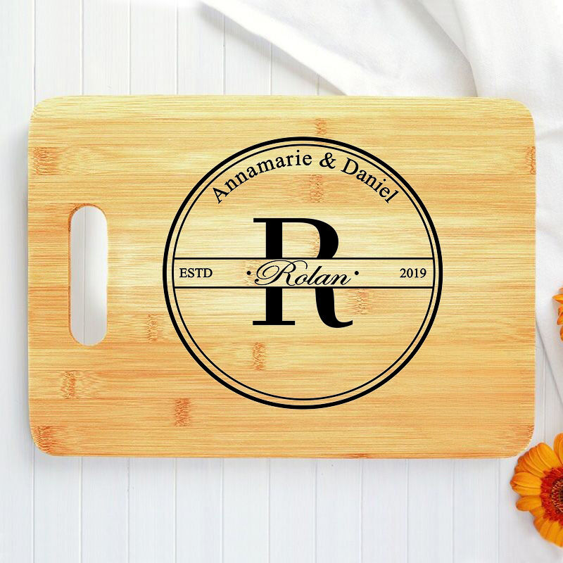 Personalized Name And Date Charcuterie Board with Circle Pattern Simple Gift for Someone