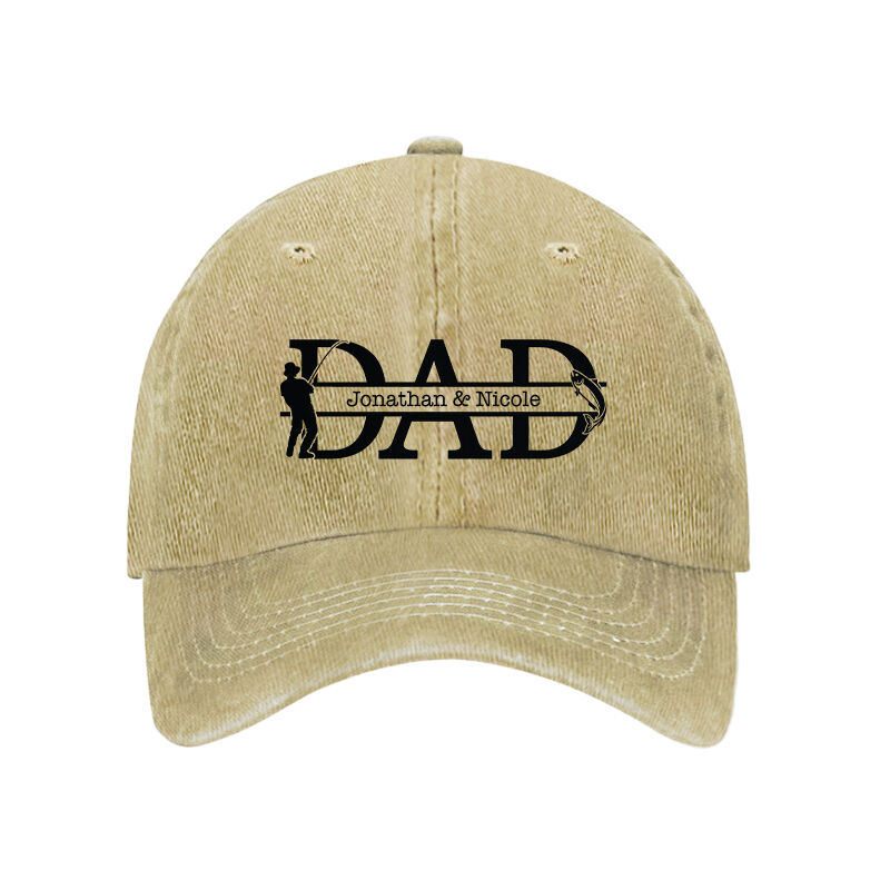 Personalized Hat Fishing DAD with Custom Name Creative Gift for Dear Father