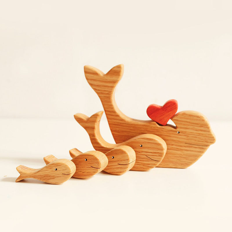Personalized Custom Names Whale Family Wooden Puzzle Christmas Gift