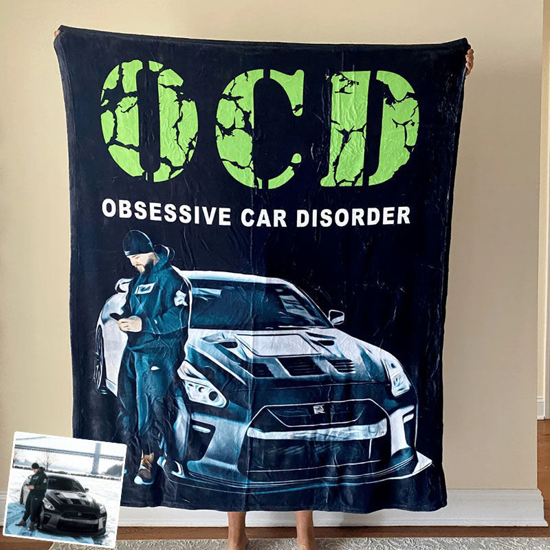 Custom Picture Car Blanket with Unique Font Stylish Present for Birthday