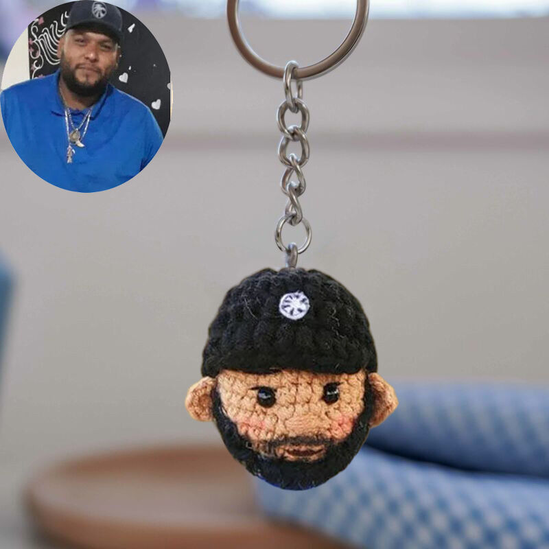 写真から作る 顔写真 頭 キーホルダー 編みぐるみ 手編 ハンドメイド