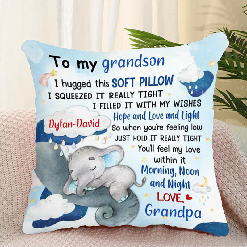 Gepersonaliseerd Kussen Olifant Oma Aan Kleinzoon Knuffelkussen Home Decor