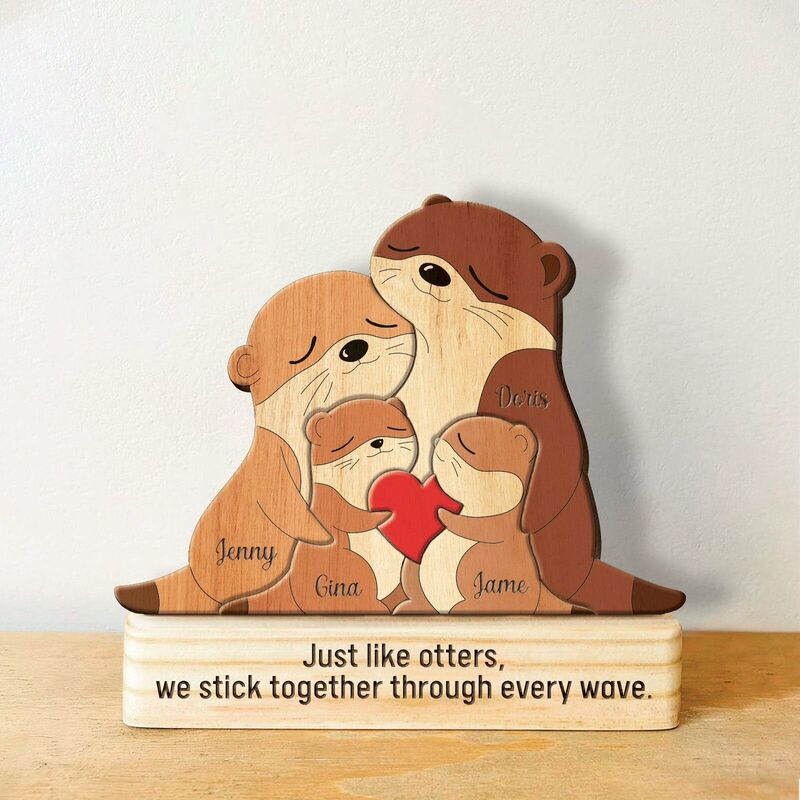 Personalized Wooden Mouse Family Puzzle Cute Gift For Christmas