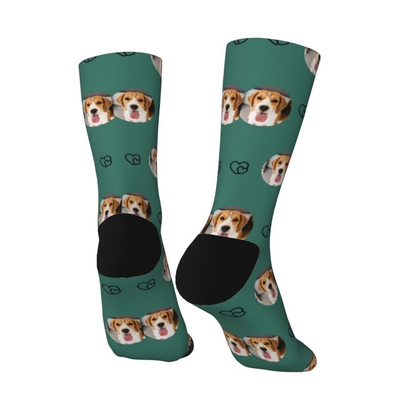 Personalized Face Socks with Line Heart Pattern Gift for Pet Owners