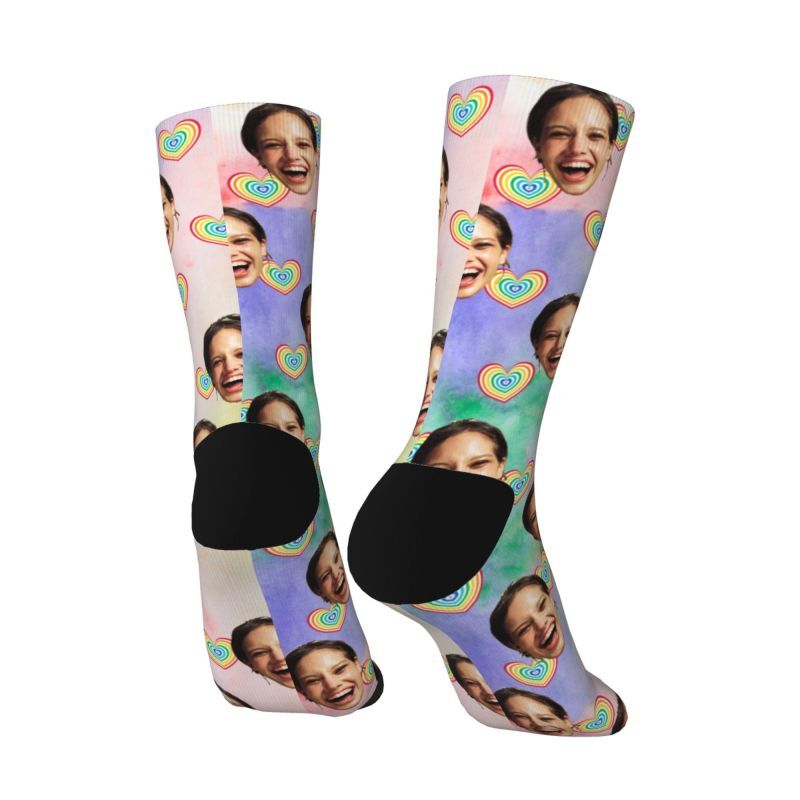 Personalisierte Gesicht Socken Regenbogen Gradient Farbe Socken für Jahrestag Geschenk