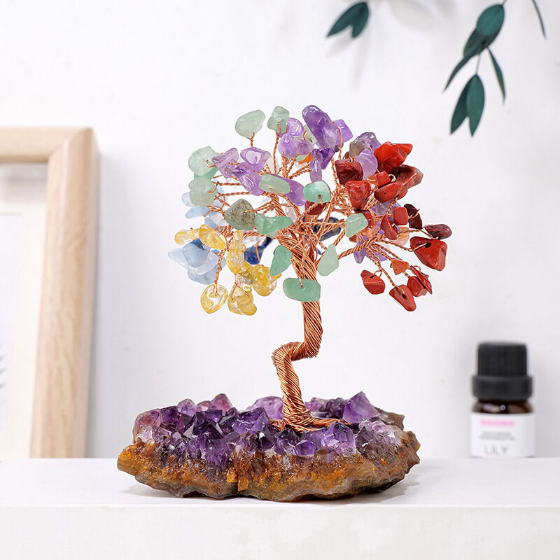 Amethyst Baum Buntes Geld Baum Reiki Healing Handmade Crystal Flower Tree für Mama
