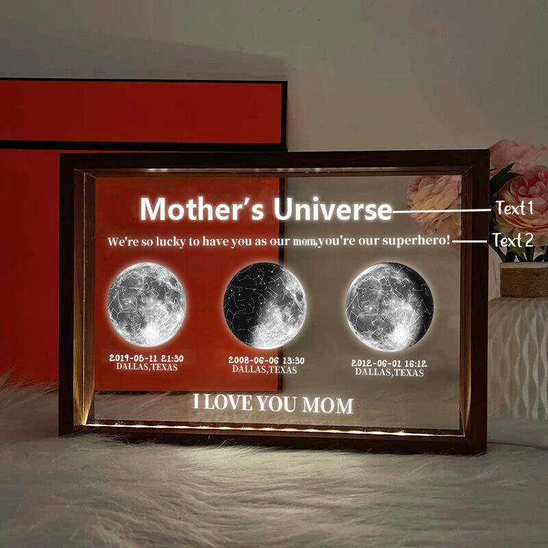 Personalized Moon Phase Night Light Best Gift for Parents "We're So Lucky"