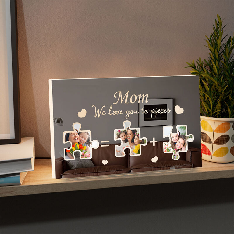 Personalisierte Spiegel Licht Individuelles Puzzle Foto Geschenk für Mutter