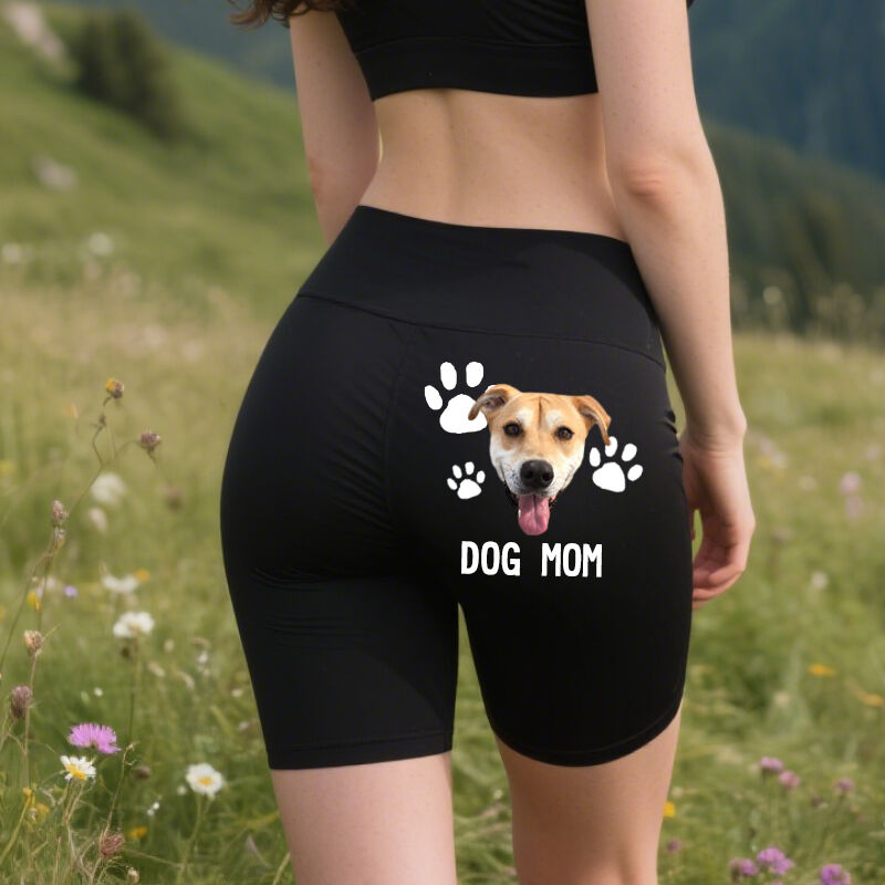 Personalized Biker Biker Leggings Custom Pet Head Photo Paw Prints Design Perfect Gift for Her Pet Lovers