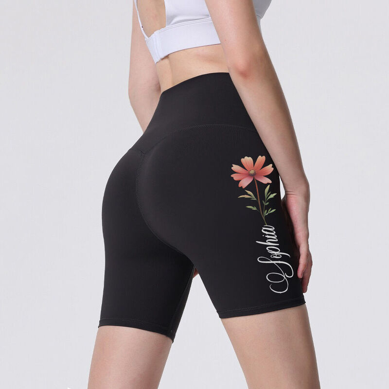 Leggings da motociclista personalizzati con design personalizzato con fiori colorati del mese di nascita regalo raffinato per la mamma o la moglie