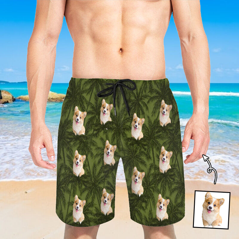 Shorts de playa personalizados con estampado de palmeras para hombre. Un regalo sencillo para tus amigos.