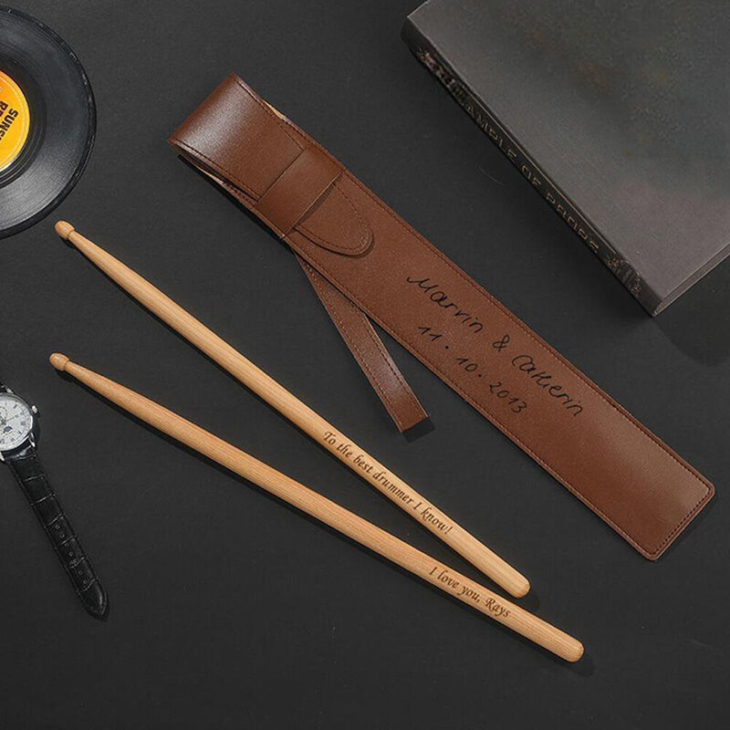 Personalisierte Drumstick-Tasche mit Drumsticks Professionelles Set Geschenk für Musikliebhaber