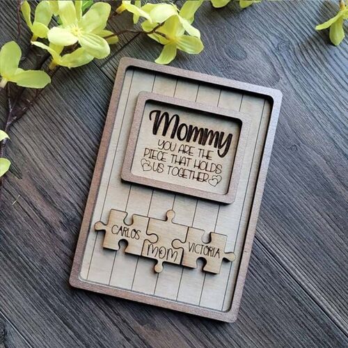 Personalisiertes Puzzle Schild Rahmen mit Kindernamen für Mami