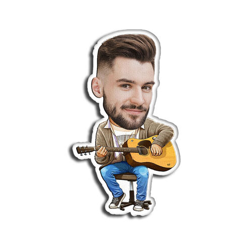 Custom Face Pillow Play Guitar 3D Portrait Personalized Photo Pillow Funny Gifts for Men