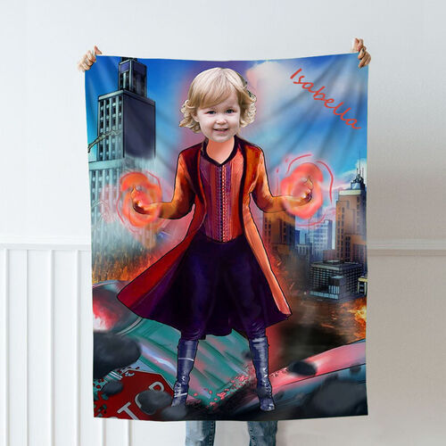 Personalized Custom Photo Blanket Cartoon Character Girl Flannel Blanket
