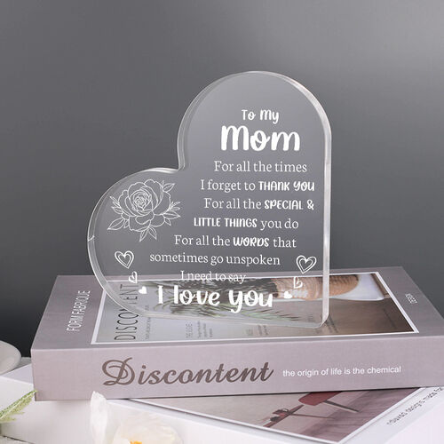 Geschenk für Mama "Ich muss dir sagen, dass ich dich liebe" Acrylplakette in Herzform