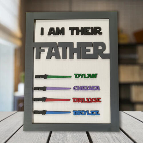 Personalized Name Puzzle Frame with Lightsaber Pattern for Father's Day Gift