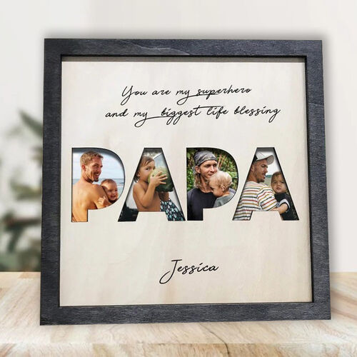 Personalized Picture Frame with Custom Photos and Messages for Dear Dad