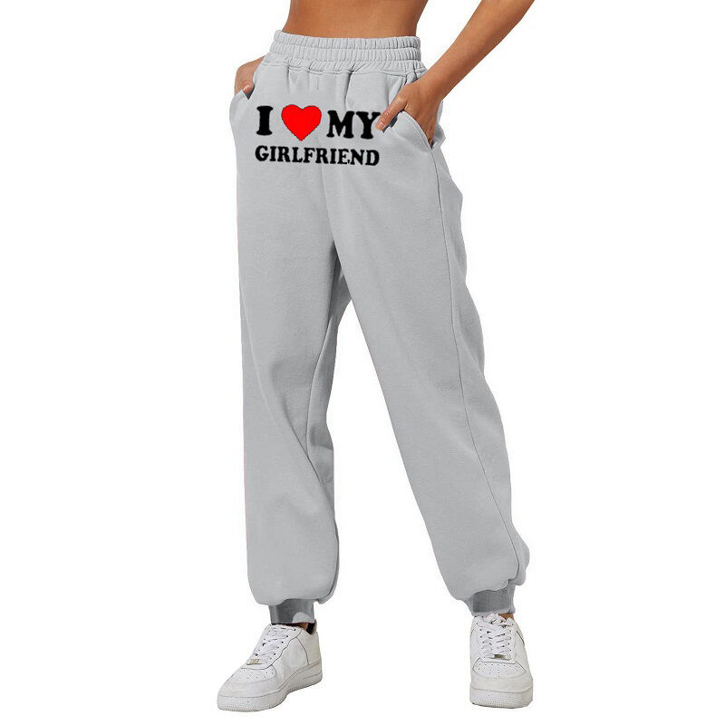 Personalized Pants I Love My Girlfriend with Heart Pattern Valentine's Day Gift for Lover