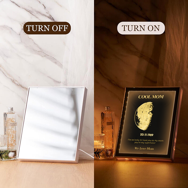 Personalized Moon Phase Photo Mirror Lamp Interesting Present for Family