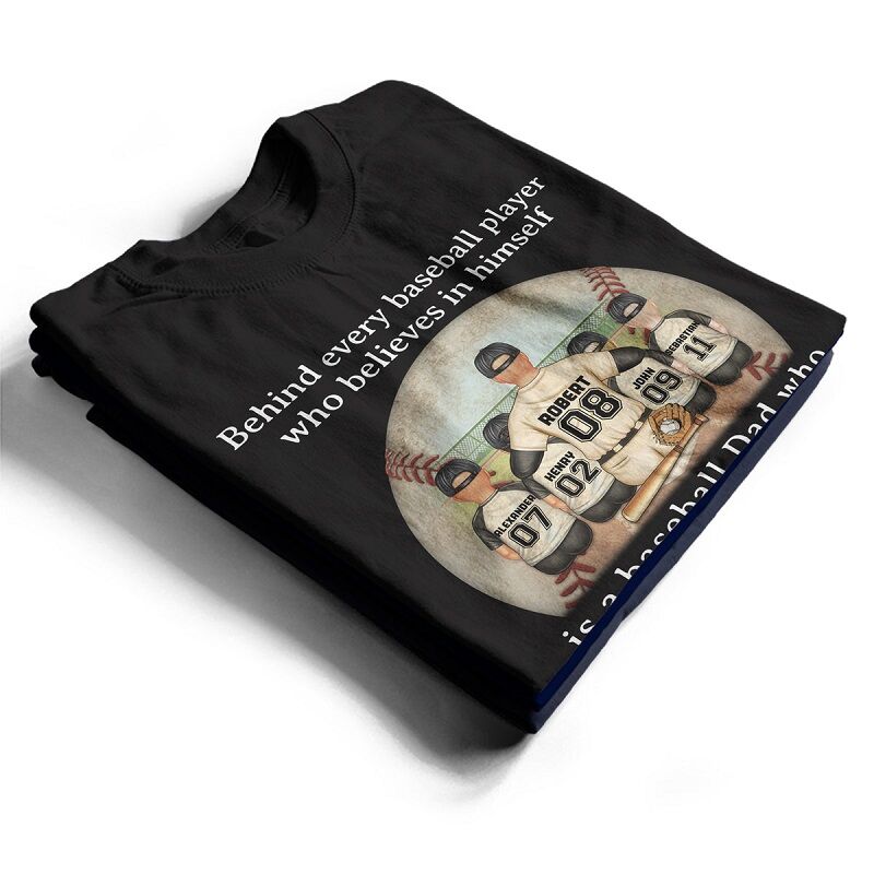 Personalisiertes T-Shirt mit individuellem Charakter Cooles Baseball-Design für Sportfan Liebevolles Geschenk zum Vatertag