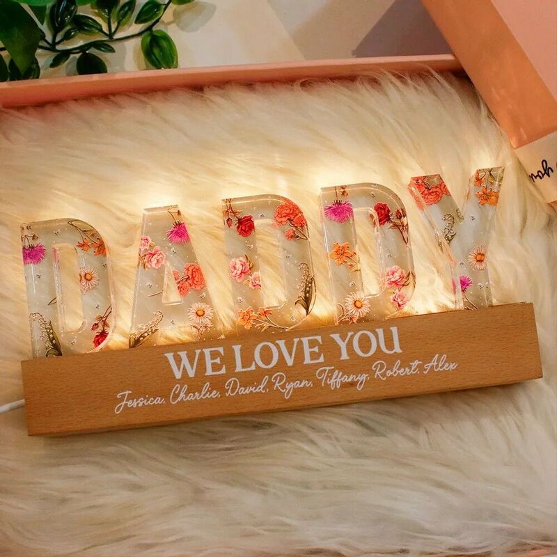 Personalized Led Lights Customized Birthday Flowers Father's Day Gift